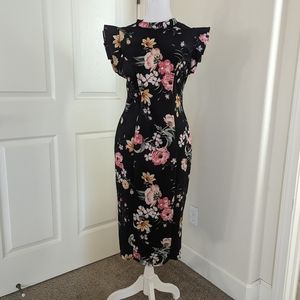 ASOS petite high neck dark floral dress SZ 6